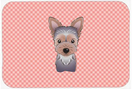Checkerboard Pink Yorkie Puppy Mouse Pad, Hot Pad or Trivet BB1232MP by Caroline&#39;s Treasures