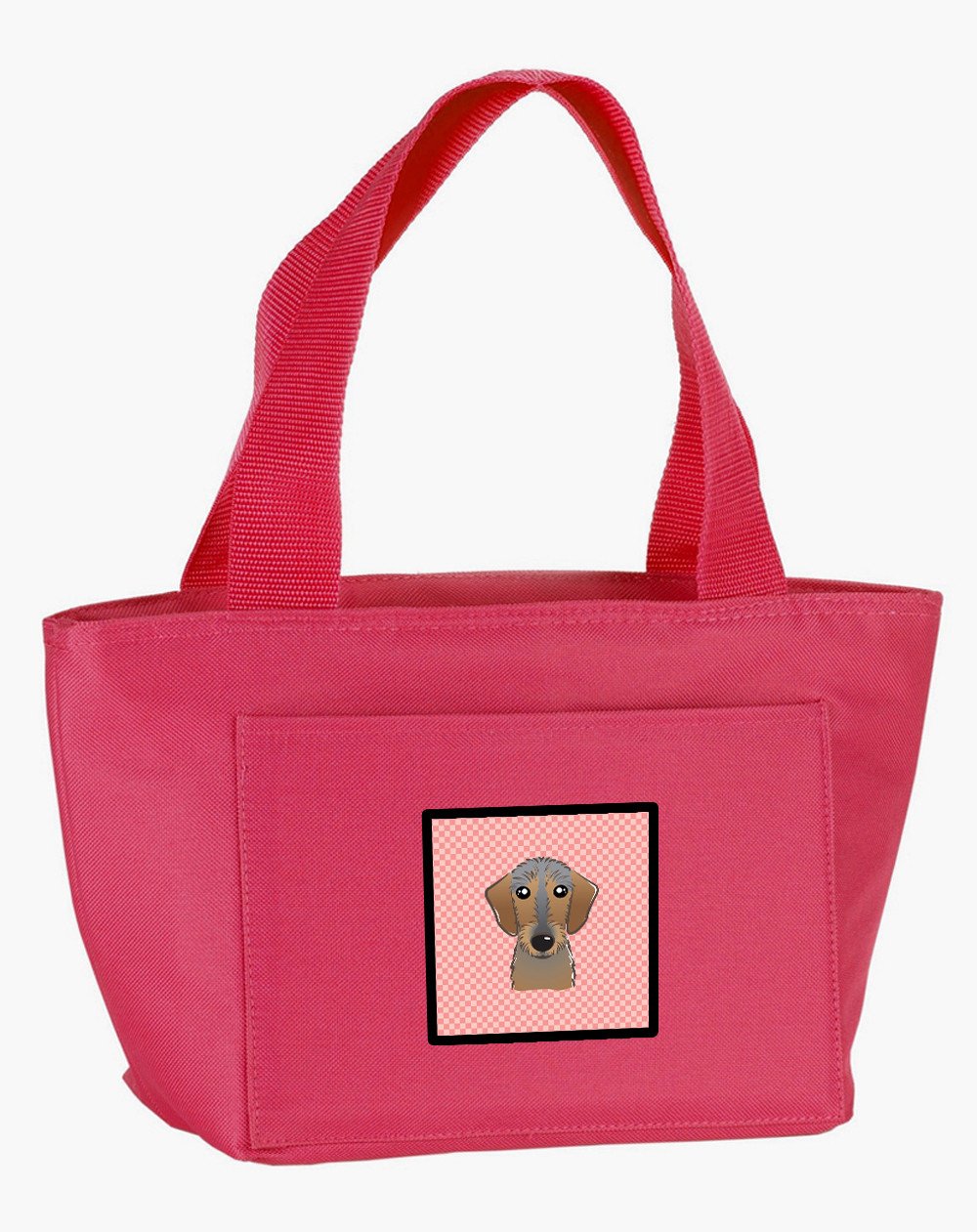 Checkerboard Pink Wirehaired Dachshund Lunch Bag BB1233PK-8808 by Caroline&#39;s Treasures