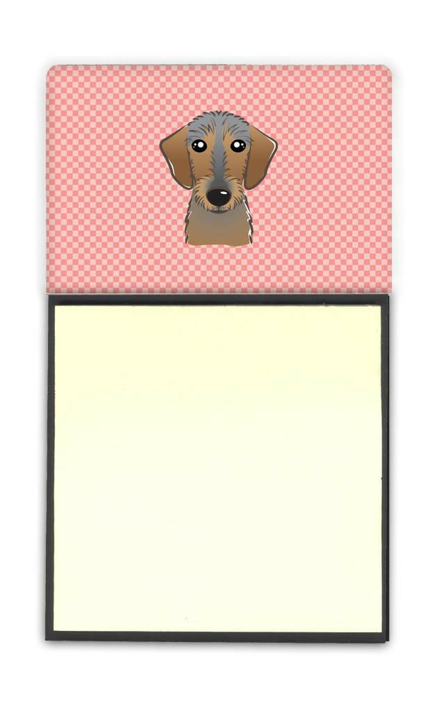 Checkerboard Pink Wirehaired Dachshund Refiillable Sticky Note Holder or Postit Note Dispenser BB1233SN by Caroline's Treasures