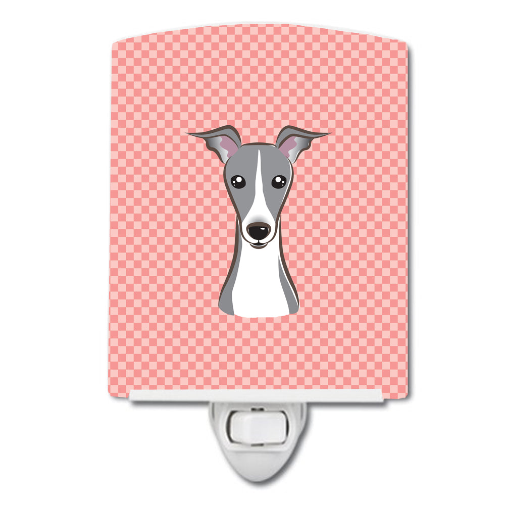 Checkerboard Pink Italian Greyhound Ceramic Night Light BB1236CNL - the-store.com