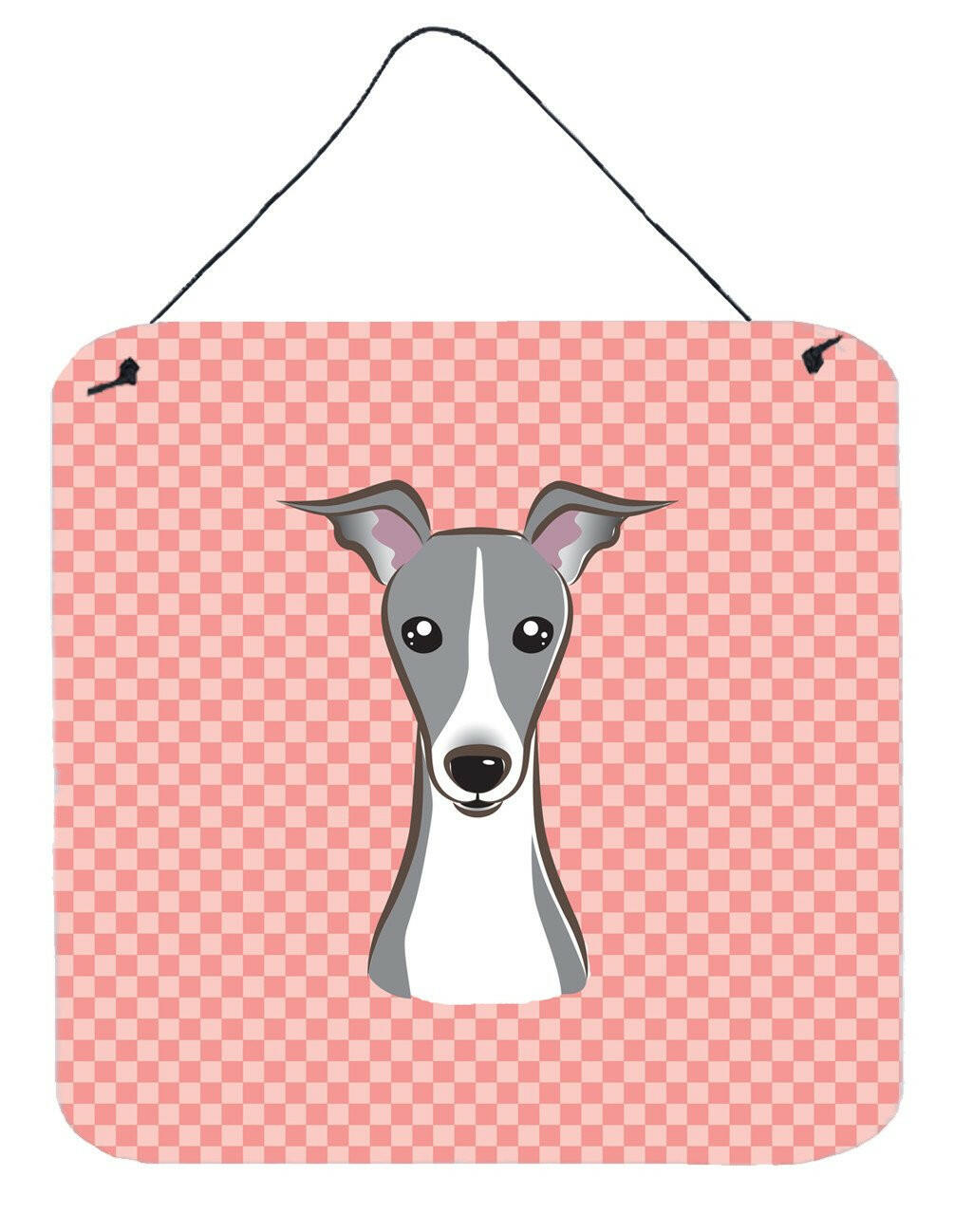 Checkerboard Pink Italian Greyhound Wall or Door Hanging Prints BB1236DS66 by Caroline&#39;s Treasures