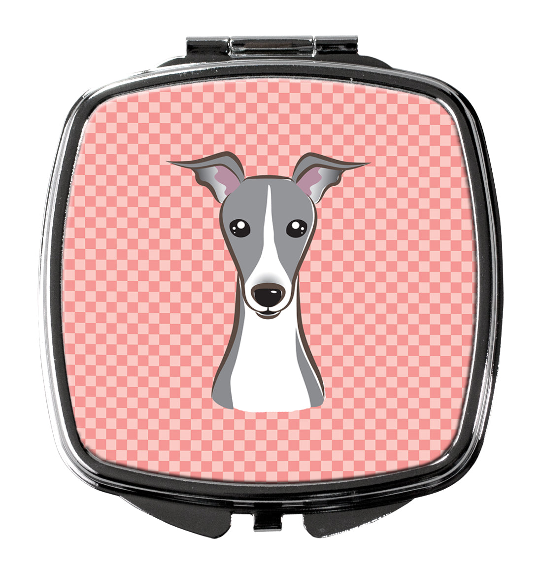Checkerboard Pink Italian Greyhound Compact Mirror BB1236SCM