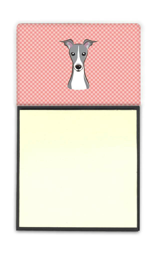 Checkerboard Pink Italian Greyhound Refiillable Sticky Note Holder or Postit Note Dispenser BB1236SN by Caroline's Treasures