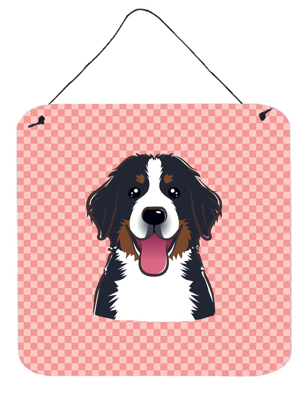 Checkerboard Pink Bernese Mountain Dog Wall or Door Hanging Prints BB1237DS66 by Caroline's Treasures