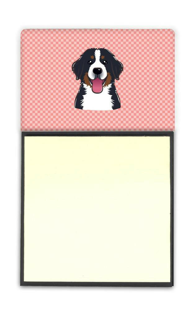 Checkerboard Pink Bernese Mountain Dog Refiillable Sticky Note Holder or Postit Note Dispenser BB1237SN by Caroline&#39;s Treasures