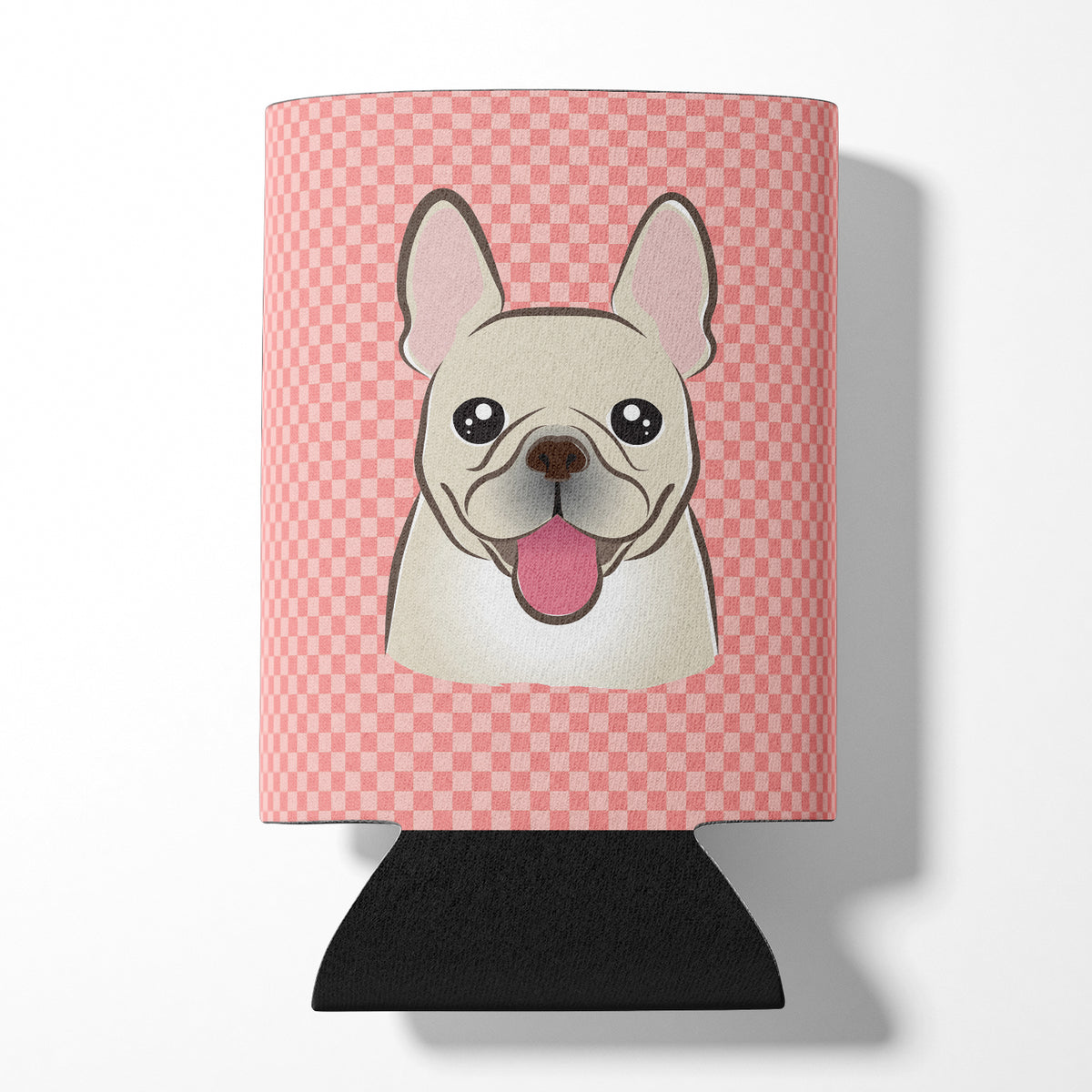 Checkerboard Pink French Bulldog Can or Bottle Hugger BB1238CC