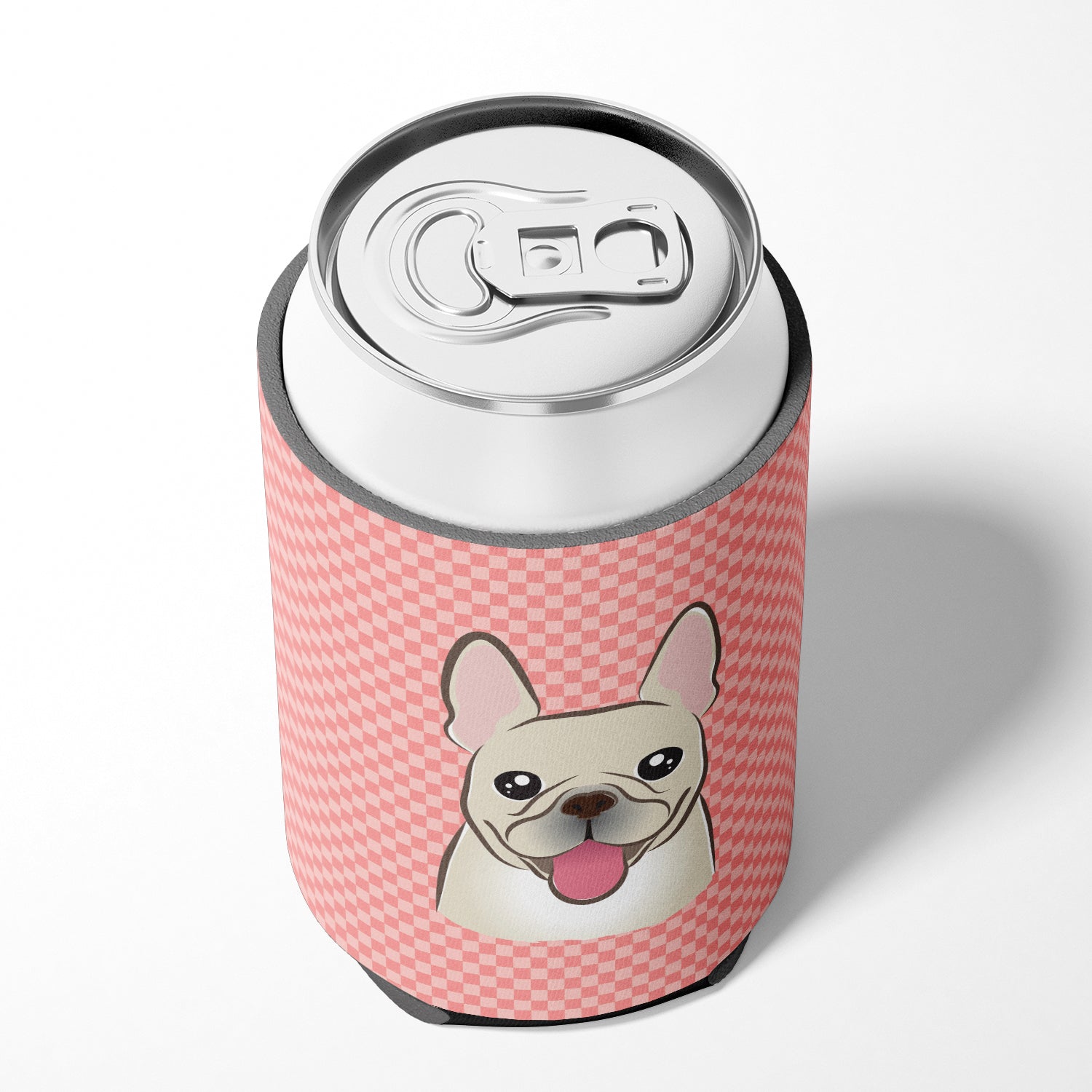 Checkerboard Pink French Bulldog Can or Bottle Hugger BB1238CC