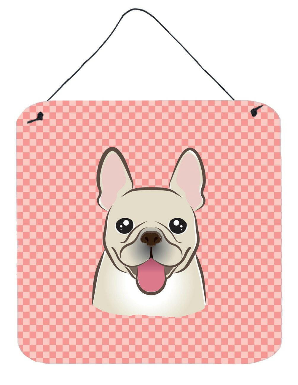 Checkerboard Pink French Bulldog Wall or Door Hanging Prints BB1238DS66 by Caroline&#39;s Treasures