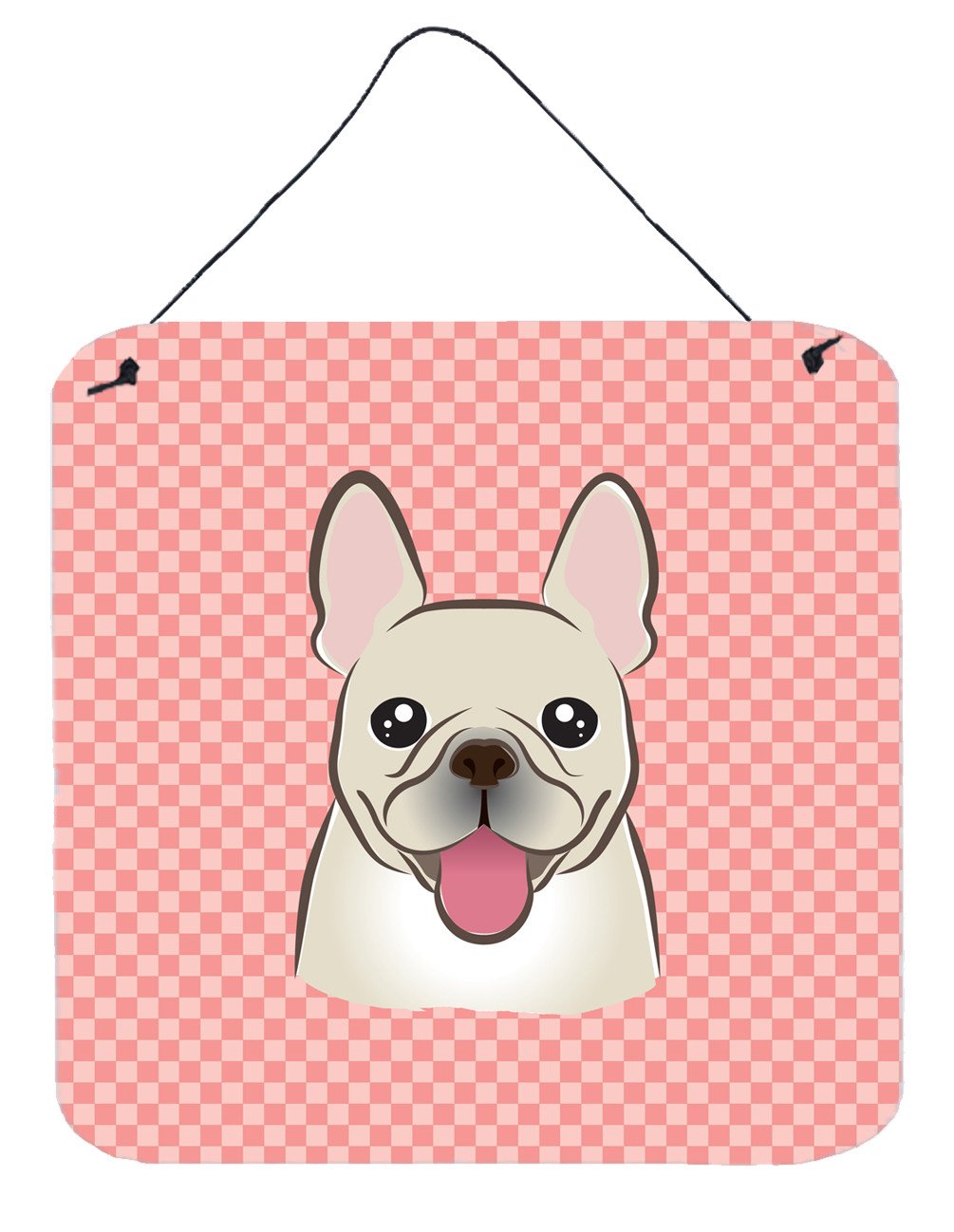 Checkerboard Pink French Bulldog Wall or Door Hanging Prints BB1238DS66 by Caroline's Treasures
