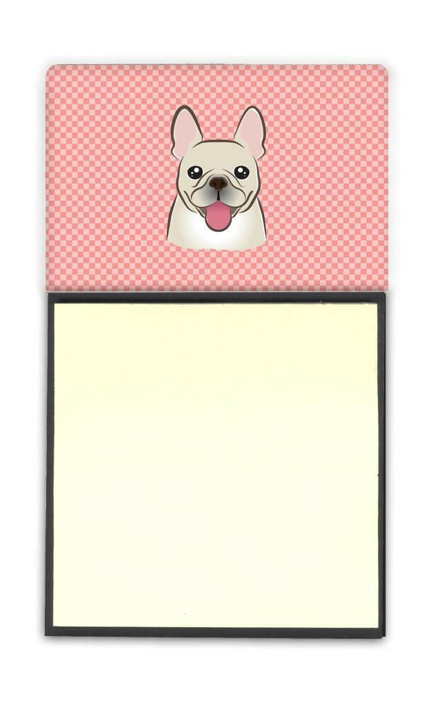 Checkerboard Pink French Bulldog Refiillable Sticky Note Holder or Postit Note Dispenser BB1238SN by Caroline's Treasures