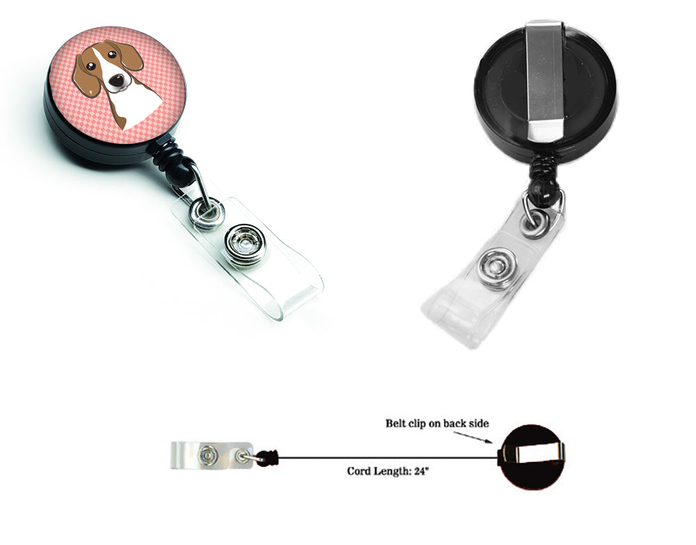 Checkerboard Pink Beagle Retractable Badge Reel BB1239BR