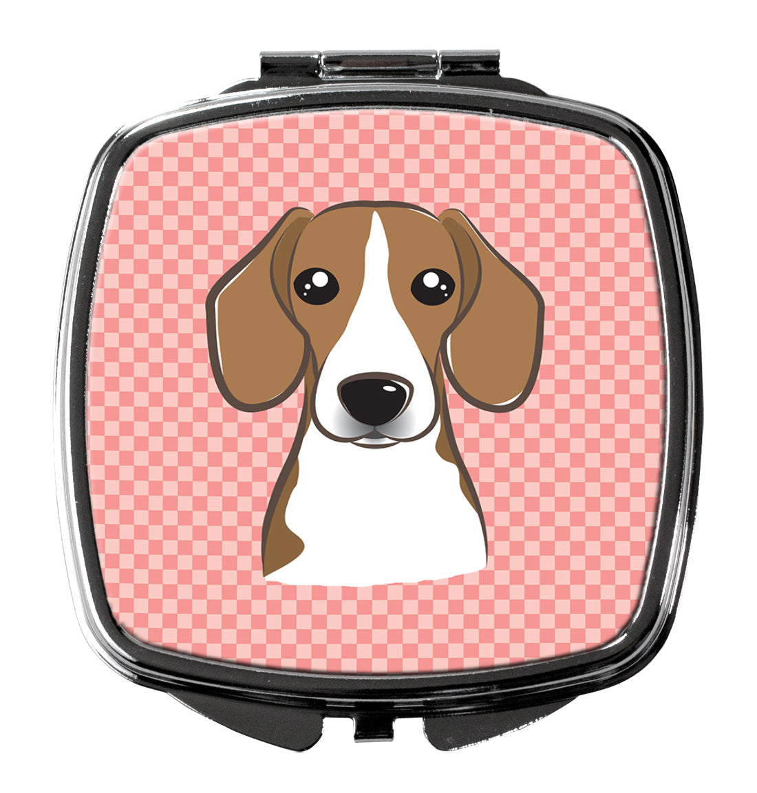 Checkerboard Pink Beagle Compact Mirror BB1239SCM