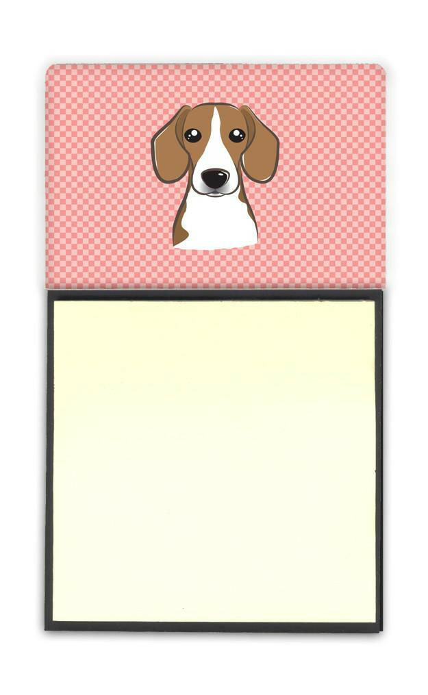 Checkerboard Pink Beagle Refiillable Sticky Note Holder or Postit Note Dispenser BB1239SN by Caroline&#39;s Treasures