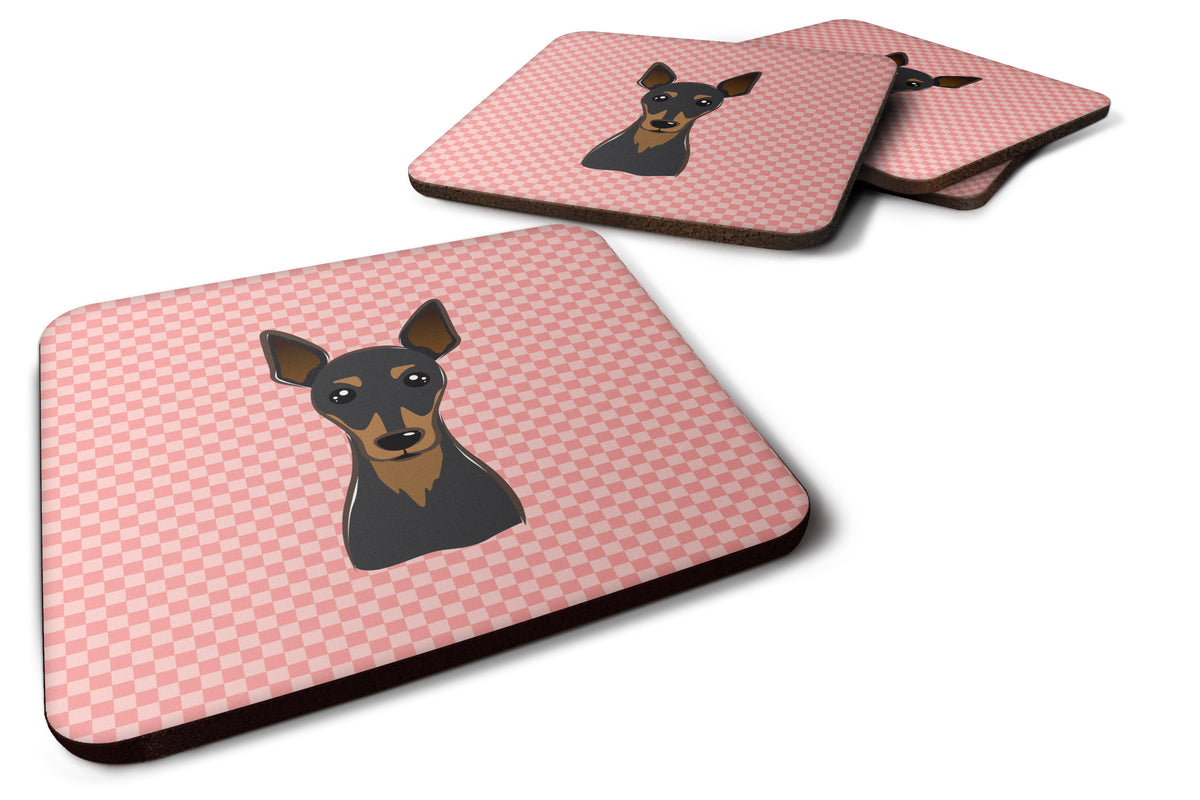 Set of 4 Checkerboard Pink Min Pin Foam Coasters BB1240FC - the-store.com
