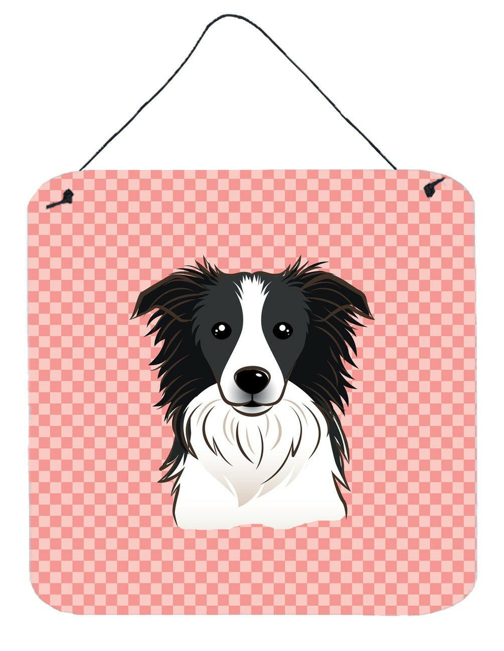 Checkerboard Pink Border Collie Wall or Door Hanging Prints BB1241DS66 by Caroline&#39;s Treasures