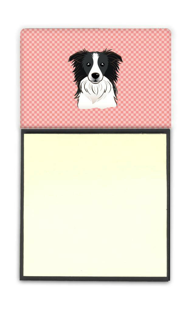 Checkerboard Pink Border Collie Refiillable Sticky Note Holder or Postit Note Dispenser BB1241SN by Caroline&#39;s Treasures