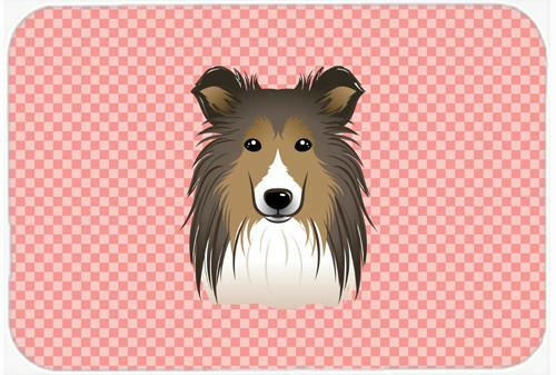 Checkerboard Pink Sheltie Mouse Pad, Hot Pad or Trivet BB1242MP by Caroline&#39;s Treasures