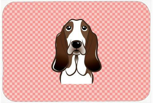 Checkerboard Pink Basset Hound Mouse Pad, Hot Pad or Trivet BB1243MP by Caroline&#39;s Treasures