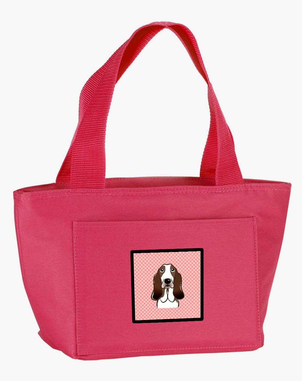 Checkerboard Pink Basset Hound Lunch Bag BB1243PK-8808 by Caroline&#39;s Treasures