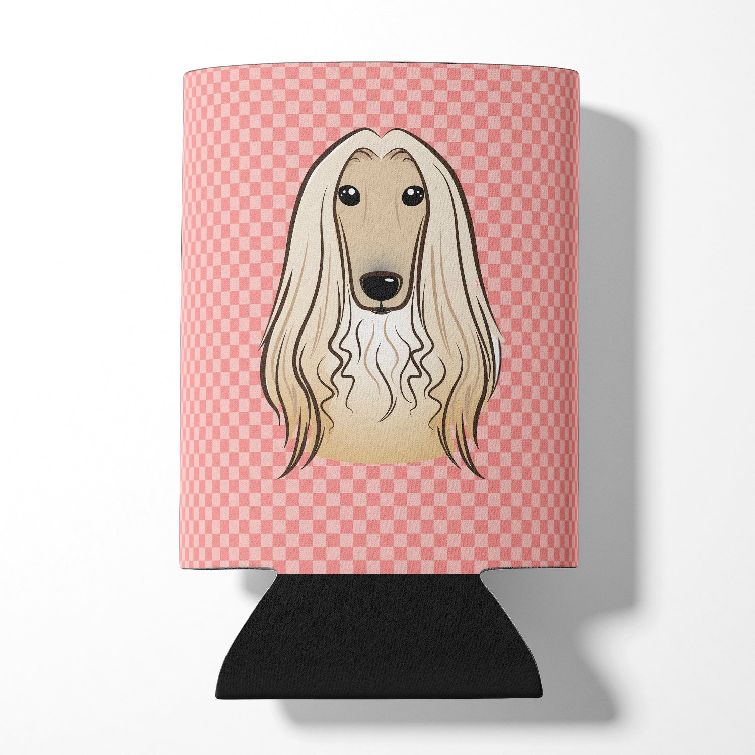 Checkerboard Pink Afghan Hound Can or Bottle Hugger BB1244CC.