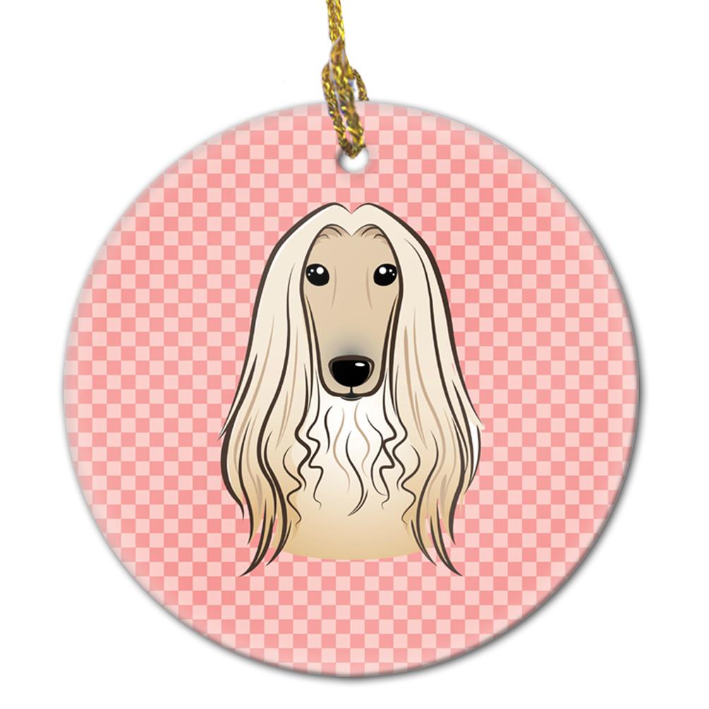 Checkerboard Pink Afghan Hound Ceramic Ornament BB1244CO1 by Caroline&#39;s Treasures