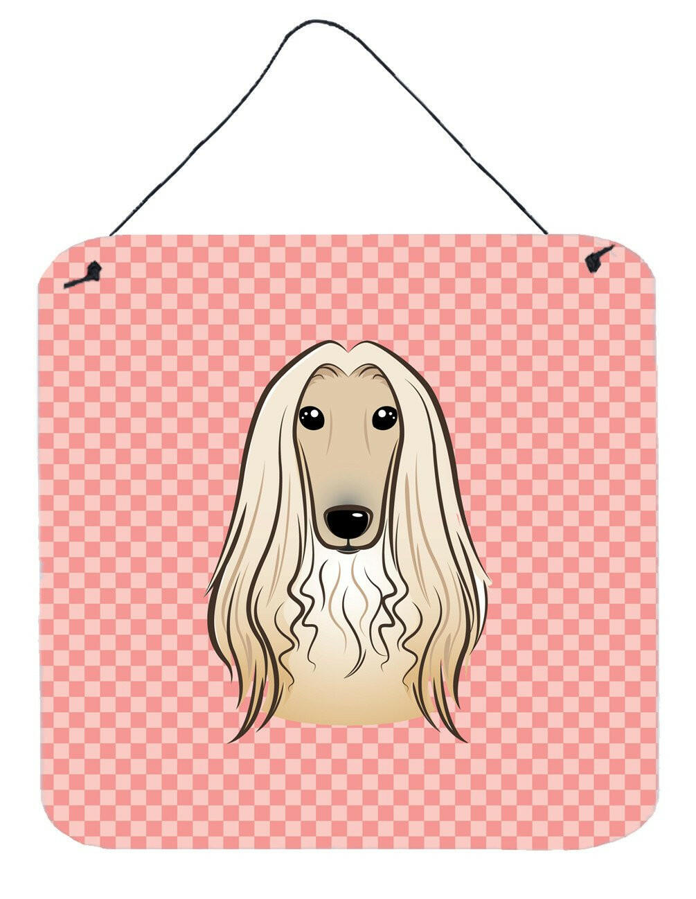 Checkerboard Pink Afghan Hound Wall or Door Hanging Prints BB1244DS66 by Caroline&#39;s Treasures