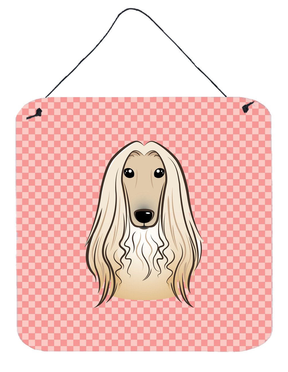 Checkerboard Pink Afghan Hound Wall or Door Hanging Prints BB1244DS66 by Caroline's Treasures