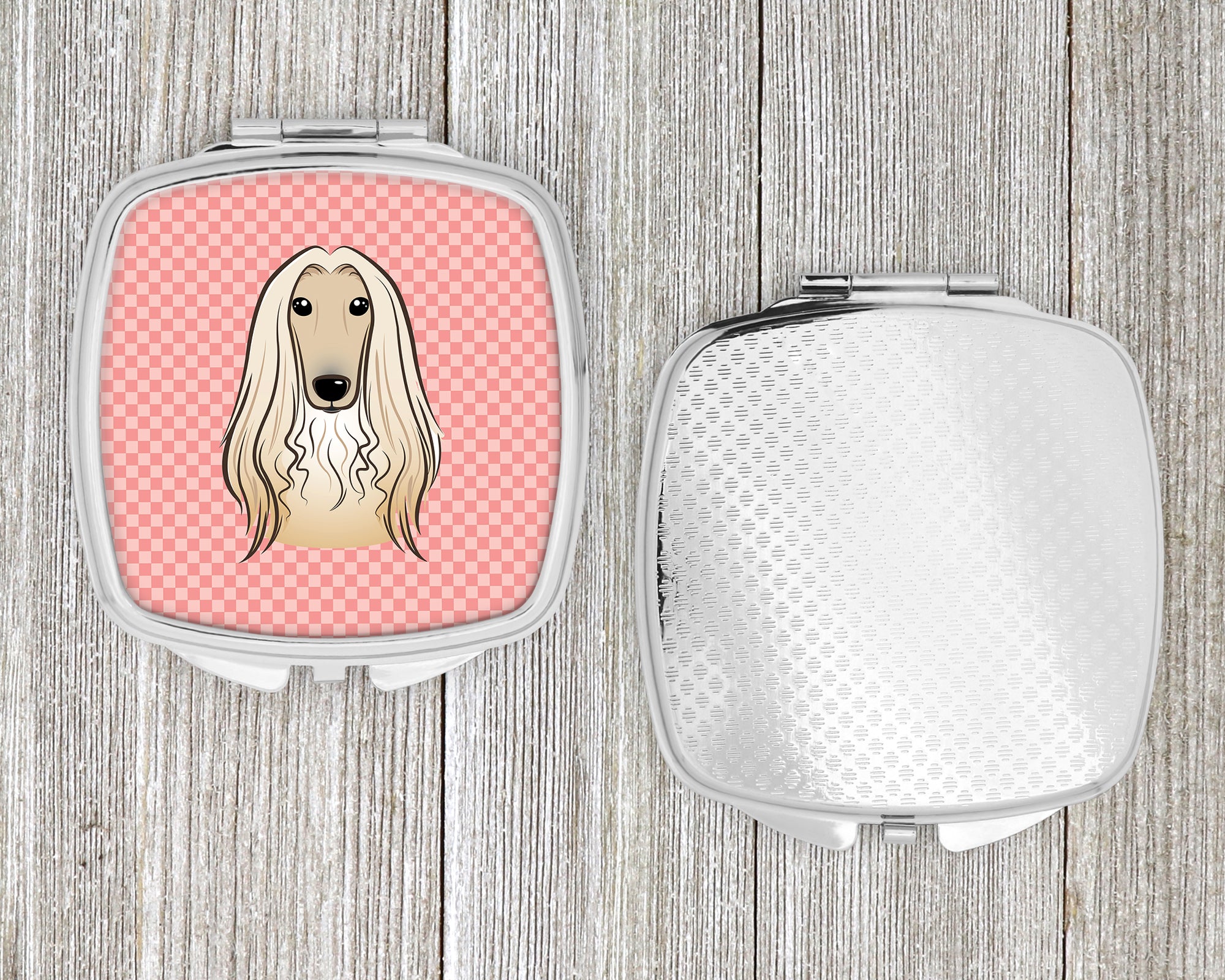 Checkerboard Pink Afghan Hound Compact Mirror BB1244SCM