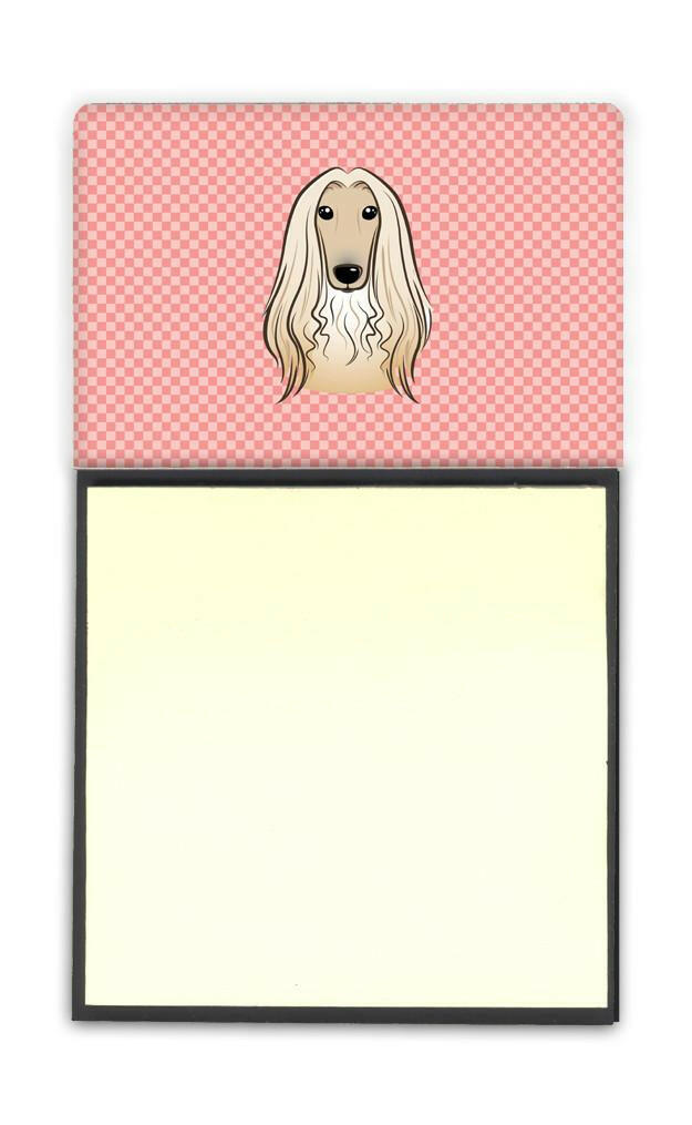 Checkerboard Pink Afghan Hound Refiillable Sticky Note Holder or Postit Note Dispenser BB1244SN by Caroline&#39;s Treasures