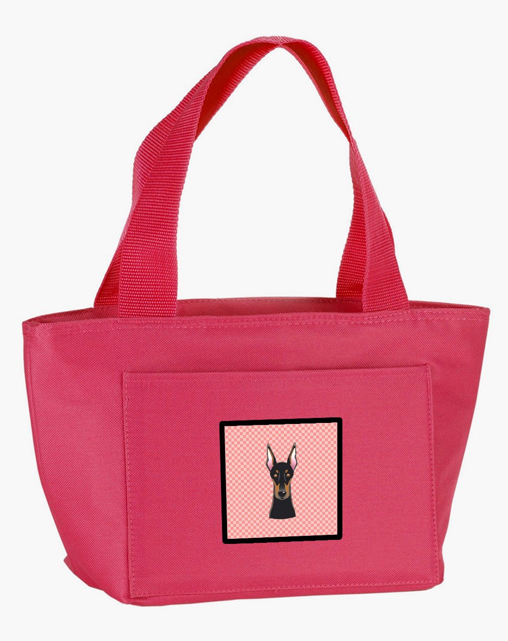 Checkerboard Pink Doberman Lunch Bag BB1245PK-8808 by Caroline&#39;s Treasures