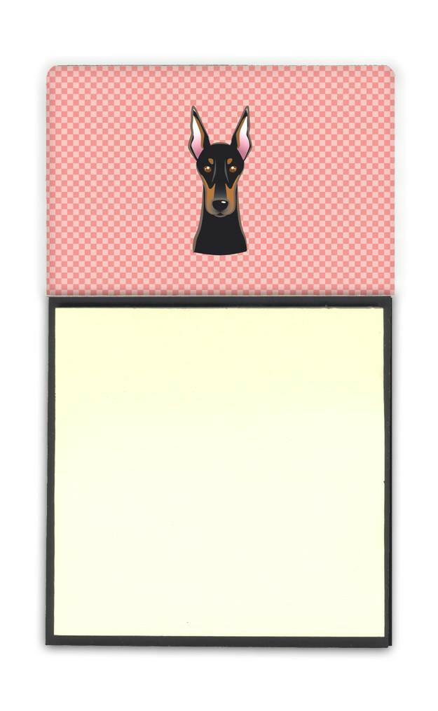 Checkerboard Pink Doberman Refiillable Sticky Note Holder or Postit Note Dispenser BB1245SN by Caroline&#39;s Treasures