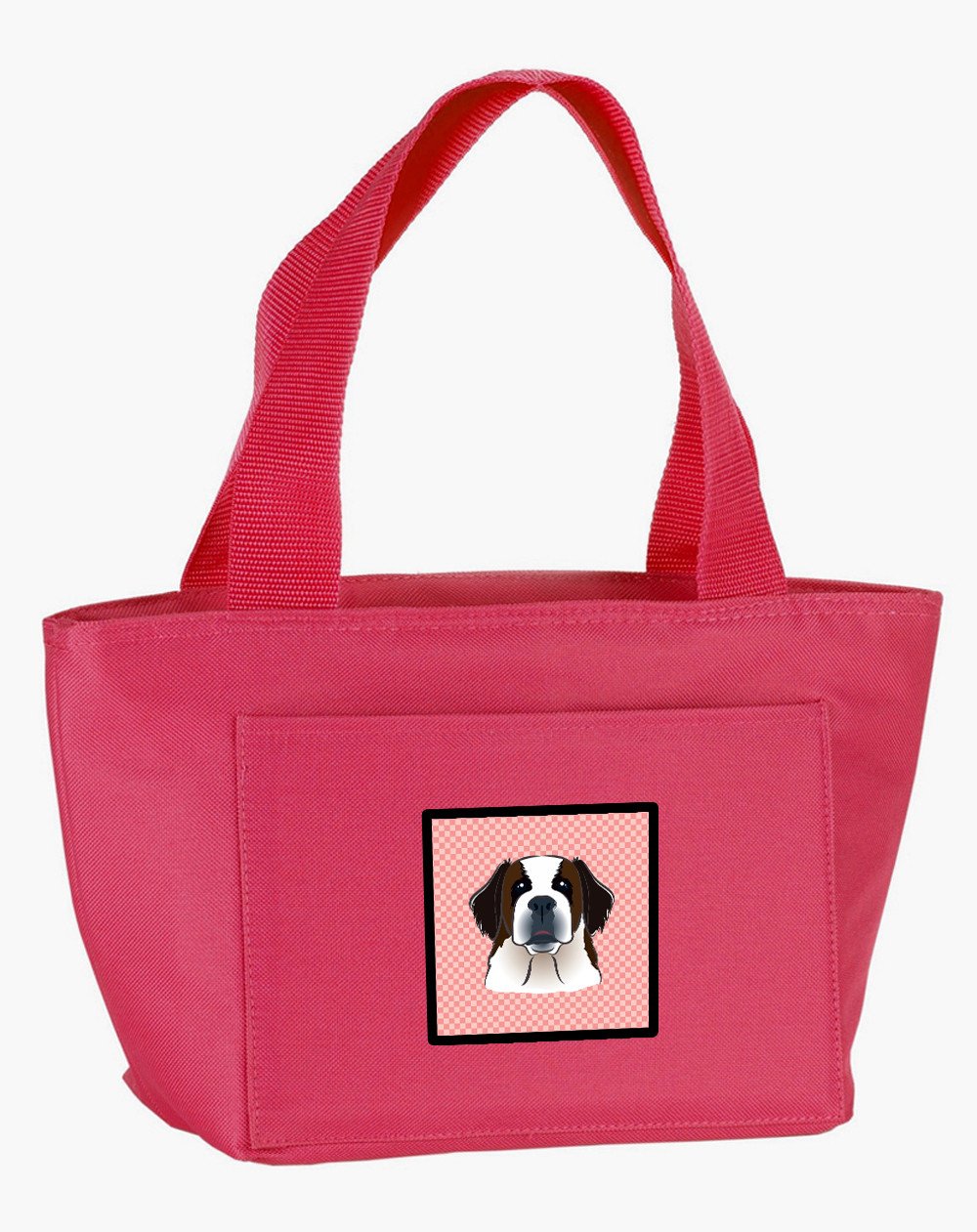 Checkerboard Pink Saint Bernard Lunch Bag BB1246PK-8808 by Caroline&#39;s Treasures
