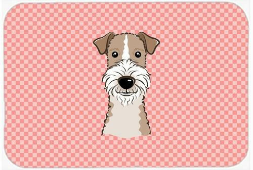 Checkerboard Pink Wire Haired Fox Terrier Mouse Pad, Hot Pad or Trivet BB1247MP by Caroline&#39;s Treasures