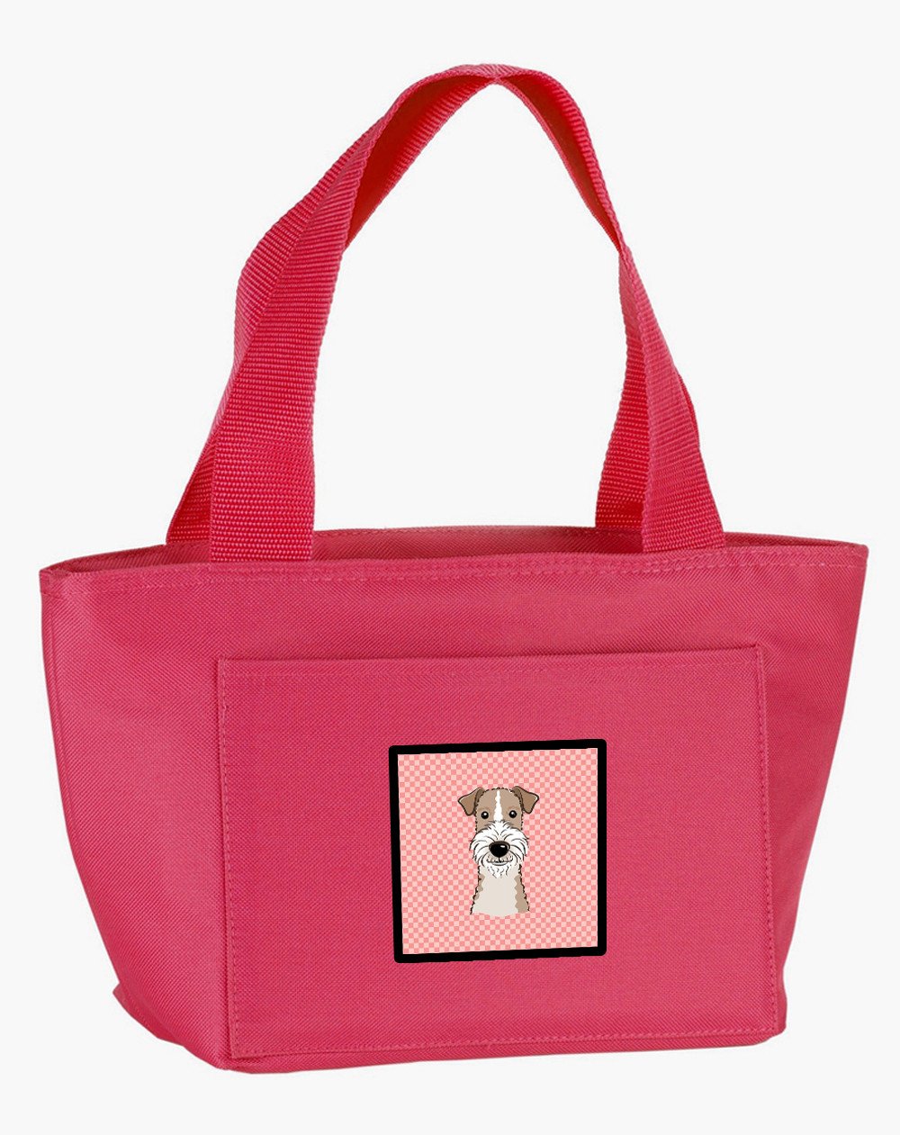 Checkerboard Pink Wire Haired Fox Terrier Lunch Bag BB1247PK-8808 by Caroline&#39;s Treasures