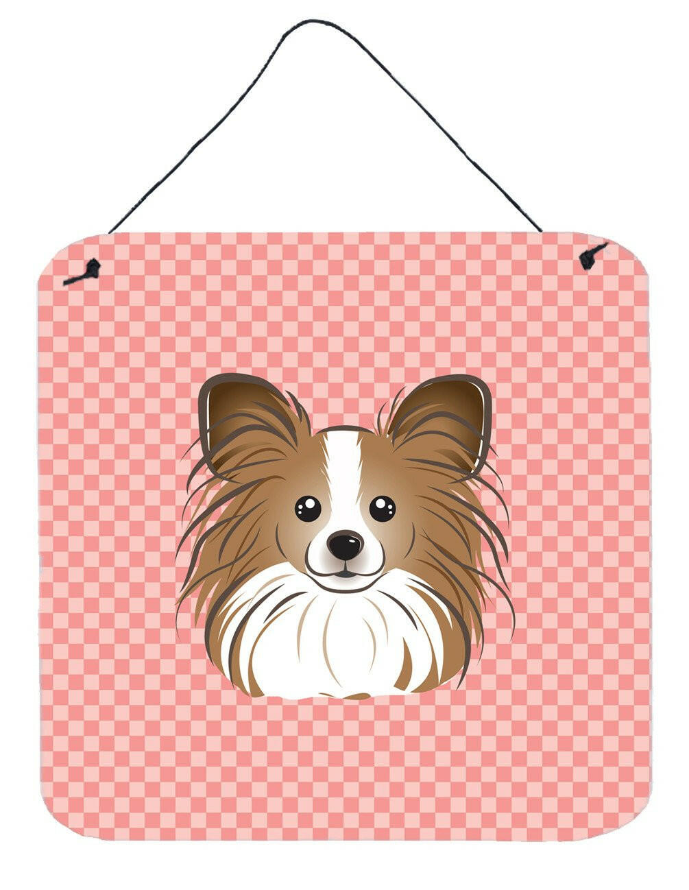Checkerboard Pink Papillon Wall or Door Hanging Prints BB1248DS66 by Caroline&#39;s Treasures