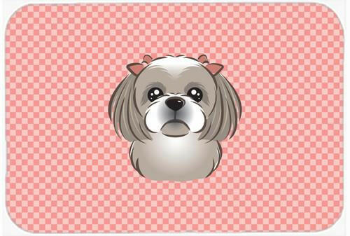 Checkerboard Pink Gray Silver Shih Tzu Mouse Pad, Hot Pad or Trivet BB1250MP by Caroline&#39;s Treasures