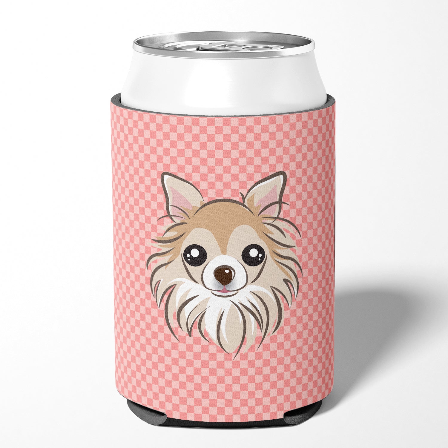 Checkerboard Pink Chihuahua Can or Bottle Hugger BB1251CC