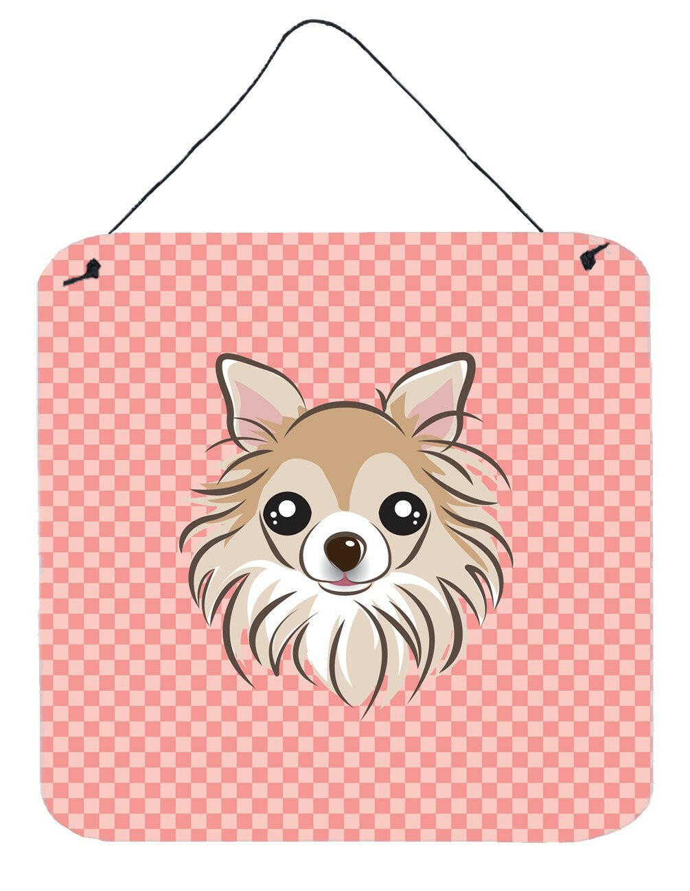 Checkerboard Pink Chihuahua Wall or Door Hanging Prints BB1251DS66 by Caroline&#39;s Treasures