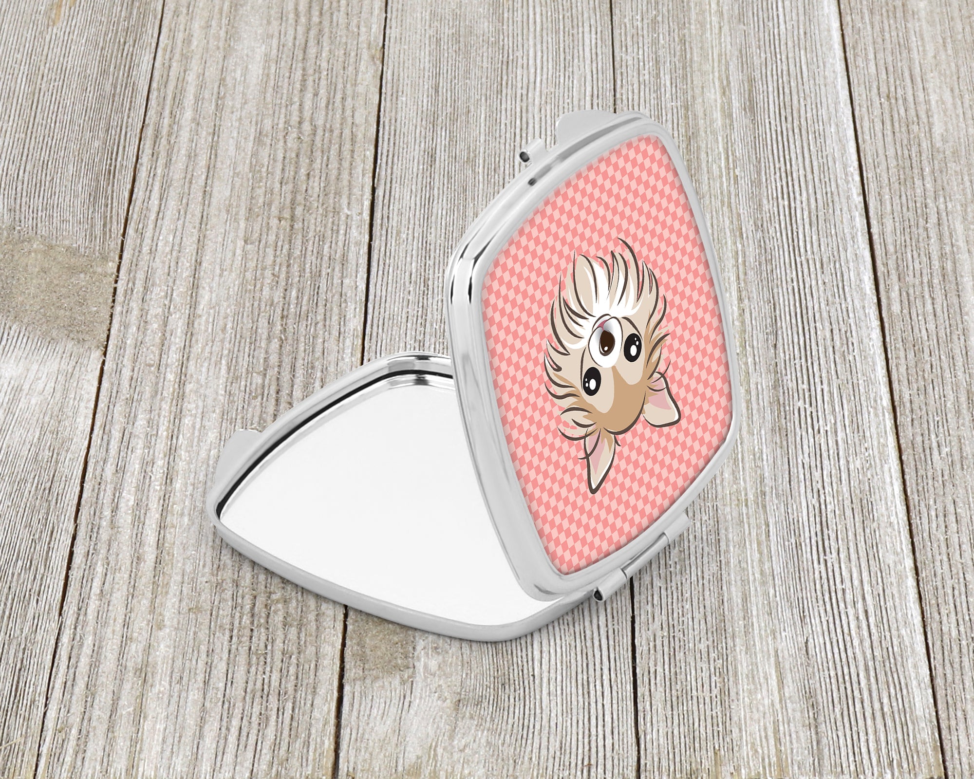 Checkerboard Pink Chihuahua Compact Mirror BB1251SCM  the-store.com.