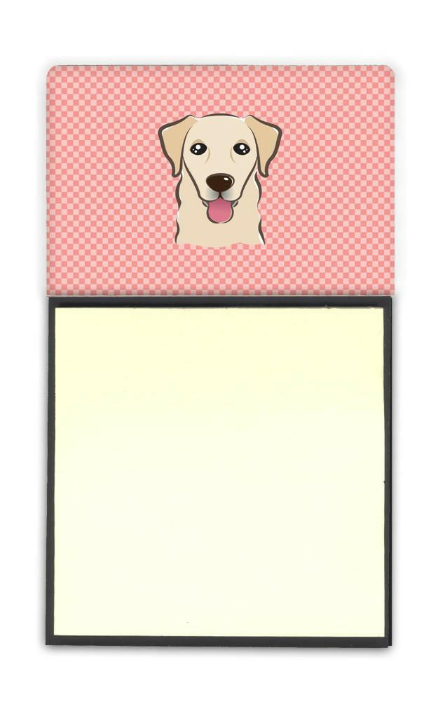 Checkerboard Pink Golden Retriever Refiillable Sticky Note Holder or Postit Note Dispenser BB1252SN by Caroline&#39;s Treasures