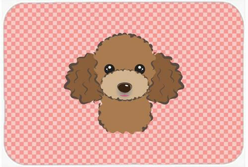 Checkerboard Pink Chocolate Brown Poodle Mouse Pad, Hot Pad or Trivet BB1256MP by Caroline's Treasures