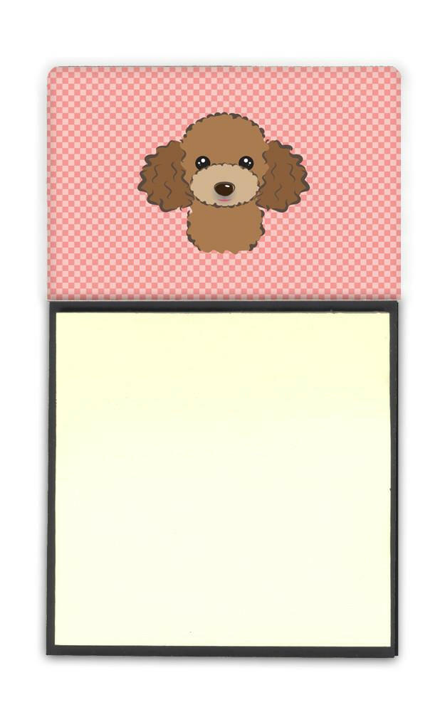 Checkerboard Pink Chocolate Brown Poodle Refiillable Sticky Note Holder or Postit Note Dispenser BB1256SN by Caroline&#39;s Treasures
