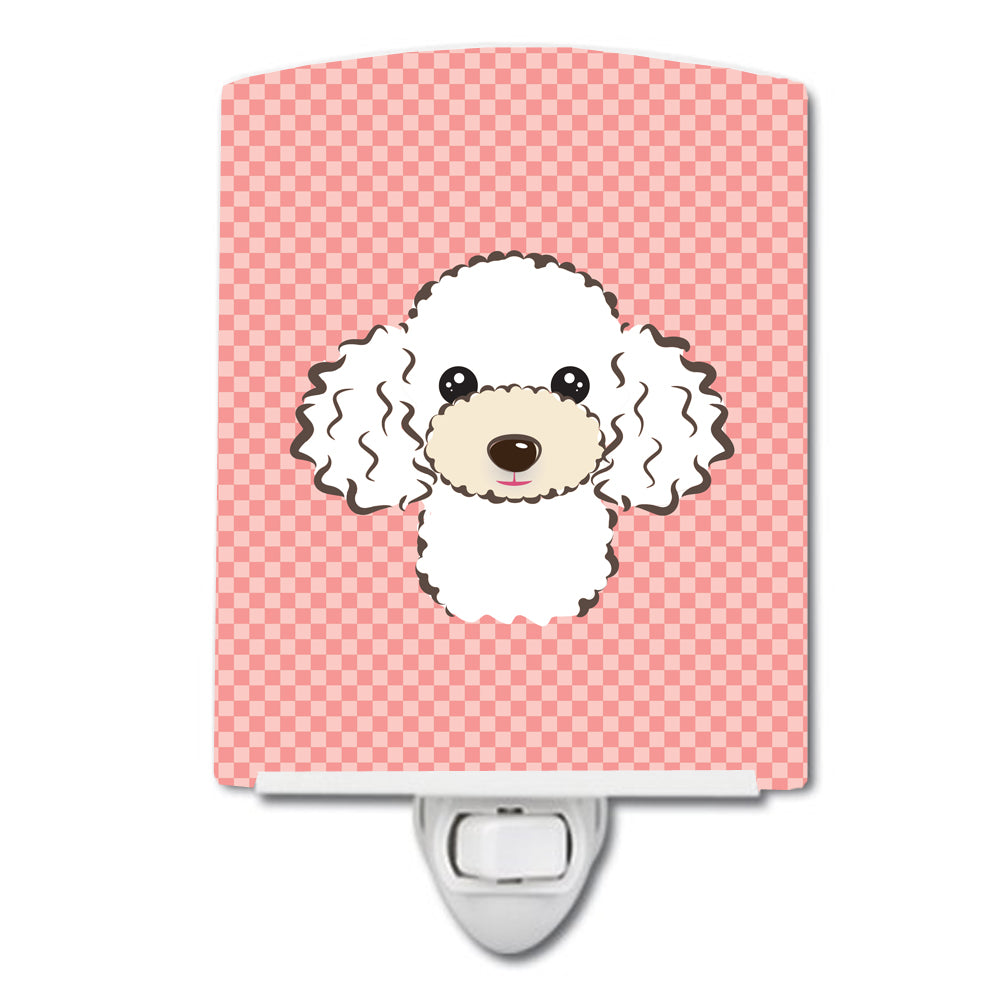 Checkerboard Pink White Poodle Ceramic Night Light BB1257CNL - the-store.com