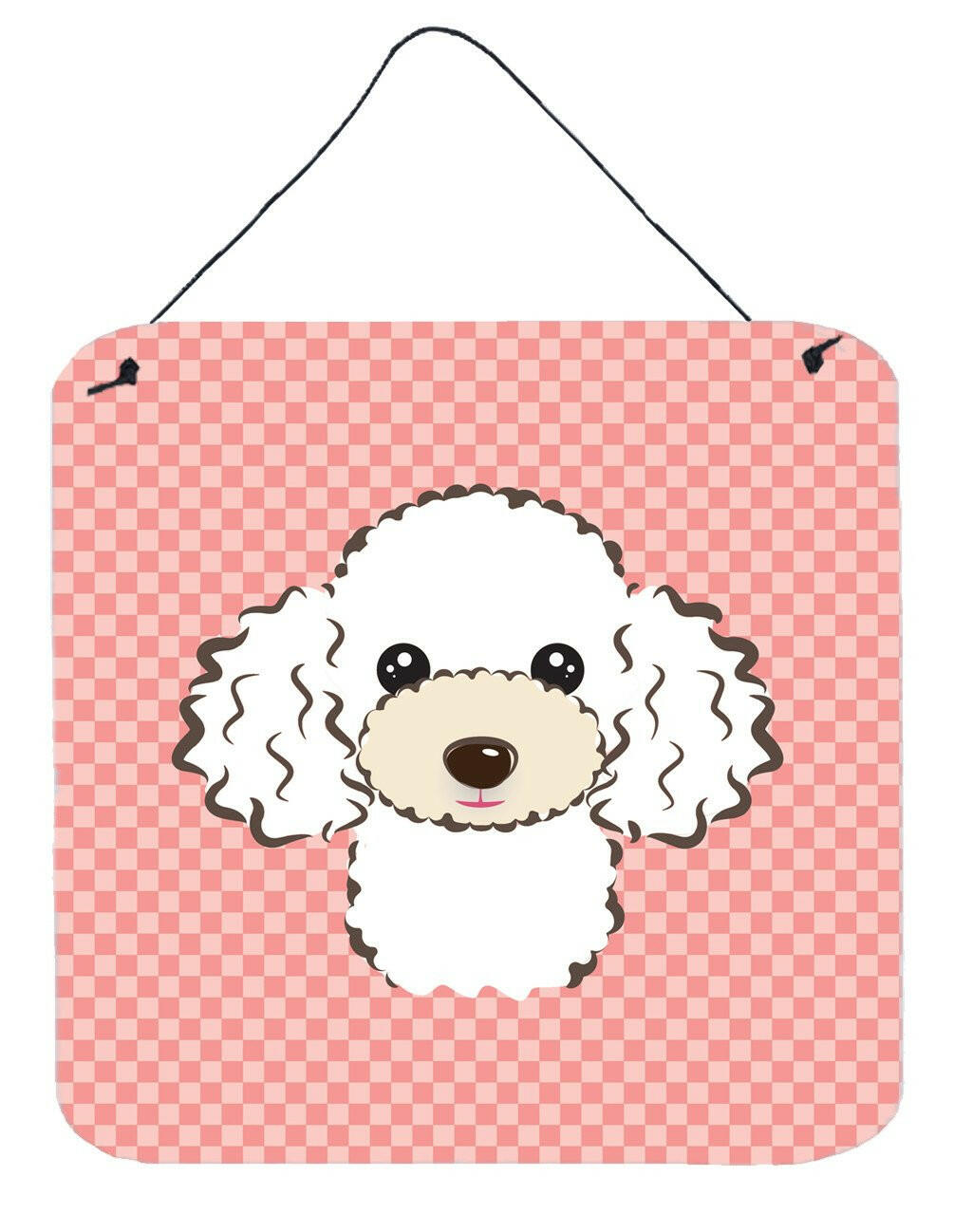 Checkerboard Pink White Poodle Wall or Door Hanging Prints BB1257DS66 by Caroline&#39;s Treasures