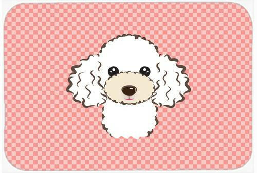 Checkerboard Pink White Poodle Mouse Pad, Hot Pad or Trivet BB1257MP by Caroline&#39;s Treasures