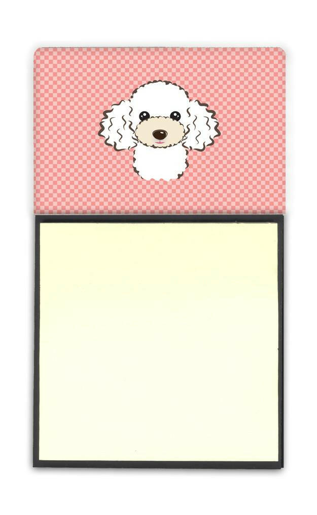 Checkerboard Pink White Poodle Refiillable Sticky Note Holder or Postit Note Dispenser BB1257SN by Caroline's Treasures