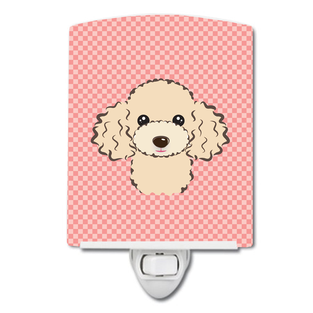 Checkerboard Pink Buff Poodle Ceramic Night Light BB1258CNL - the-store.com