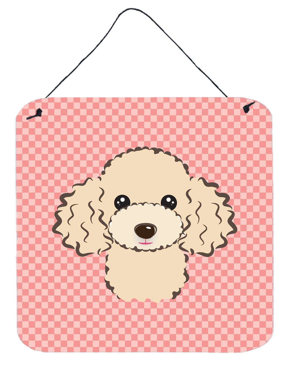 Checkerboard Pink Buff Poodle Wall or Door Hanging Prints BB1258DS66 by Caroline&#39;s Treasures