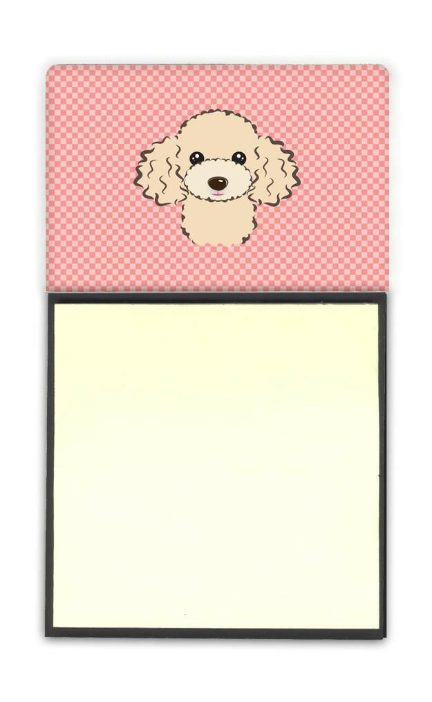 Checkerboard Pink Buff Poodle Refiillable Sticky Note Holder or Postit Note Dispenser BB1258SN by Caroline&#39;s Treasures