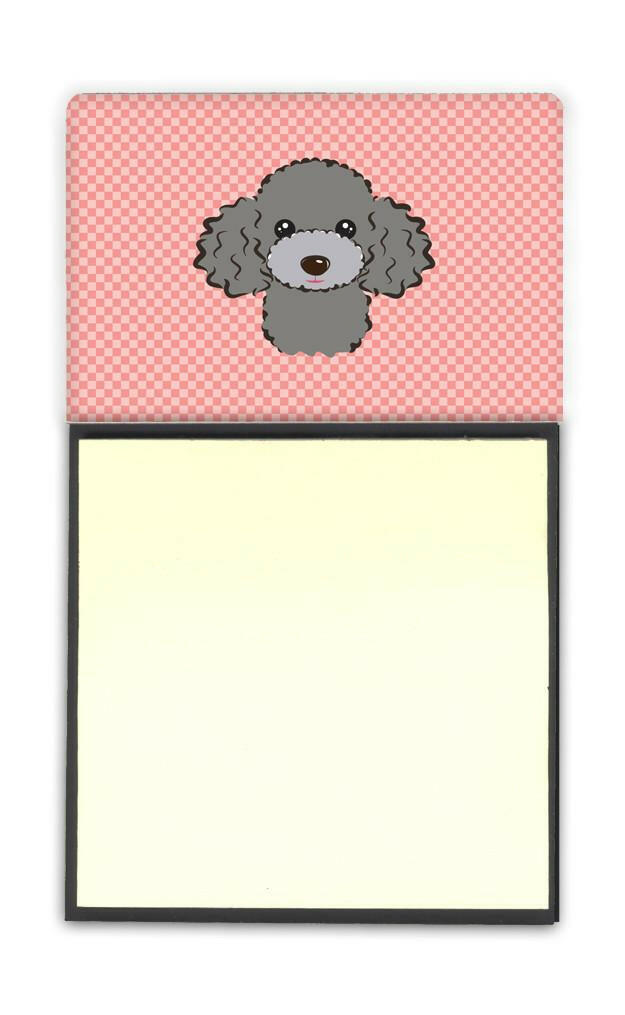 Checkerboard Pink Silver Gray Poodle Refiillable Sticky Note Holder or Postit Note Dispenser BB1259SN by Caroline&#39;s Treasures